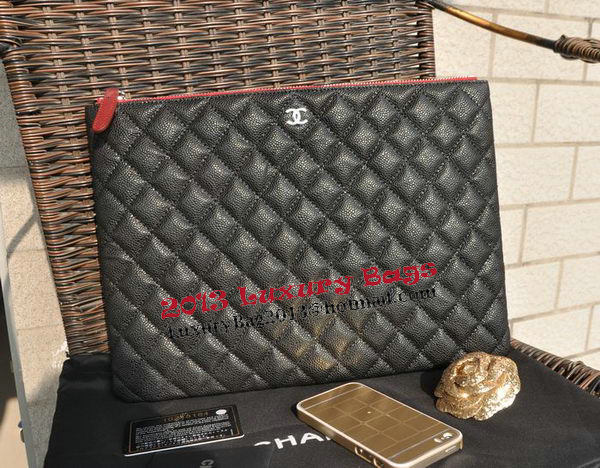 Chanel Clutch Bag Black Cannage Pattern Leather A82044 Silver Chanel Clutch Bag Black Cannage Pattern Leather A82044 Silver