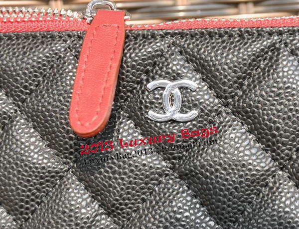 Chanel Clutch Bag Black Cannage Pattern Leather A82044 Silver Chanel Clutch Bag Black Cannage Pattern Leather A82044 Silver