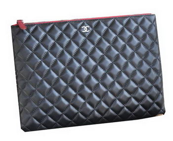 Chanel Clutch Bag Black Sheepskin Leather A82044 Silver Chanel Clutch Bag Black Sheepskin Leather A82044 Silver