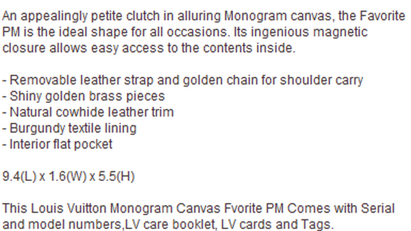 LOUIS VUITTON M40717 MONOGRAM CANVAS FVORITE PM LOUIS VUITTON M40717 MONOGRAM CANVAS FVORITE PM