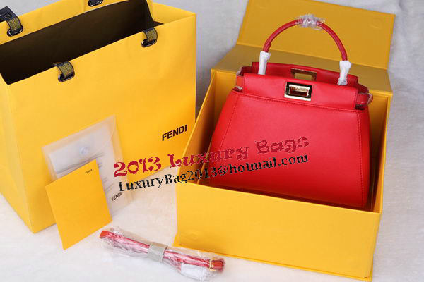 Fendi mini Peekaboo Bag Sheepskin Leather FD520885 Red Fendi mini Peekaboo Bag Sheepskin Leather FD520885 Red