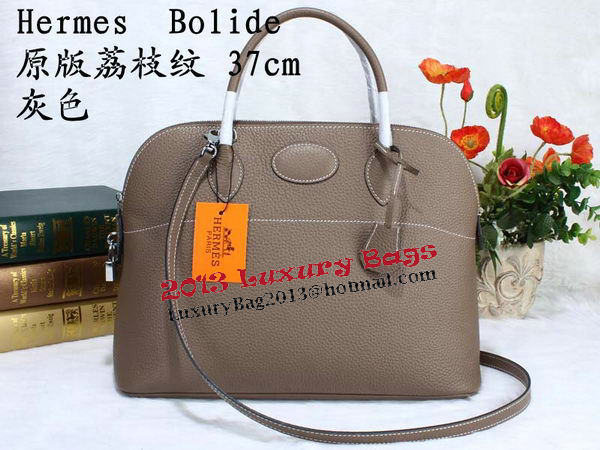 Hermes Bolide 37CM Calfskin Leather Tote Bags H509084 Grey Hermes Bolide 37CM Calfskin Leather Tote Bags H509084 Grey