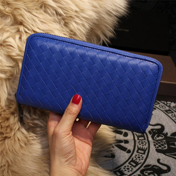 Bottega Veneta Intrecciato Nappa Zip Around Wallets 114073 Blue Bottega Veneta Intrecciato Nappa Zip Around Wallets 114073 Blue
