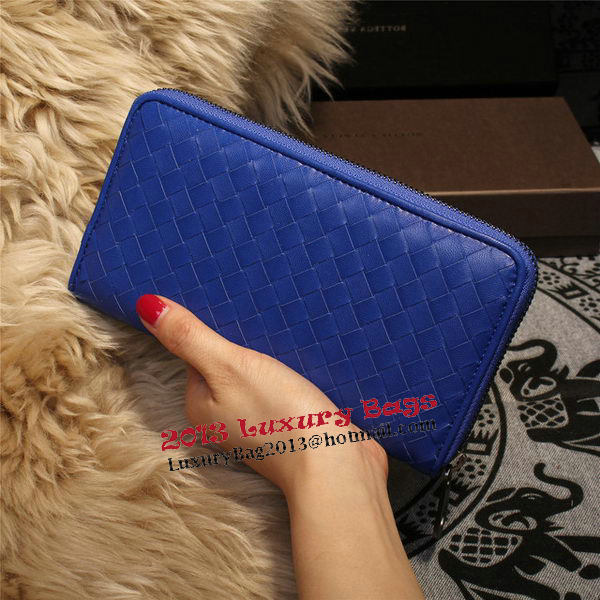 Bottega Veneta Intrecciato Nappa Zip Around Wallets 114073 Blue Bottega Veneta Intrecciato Nappa Zip Around Wallets 114073 Blue