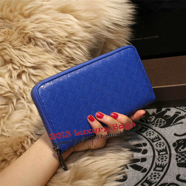 Bottega Veneta Intrecciato Nappa Zip Around Wallets 114073 Blue Bottega Veneta Intrecciato Nappa Zip Around Wallets 114073 Blue