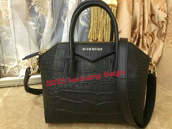 Givenchy Antigona Bag in Croco Leather Black Givenchy Antigona Bag in Croco Leather Black