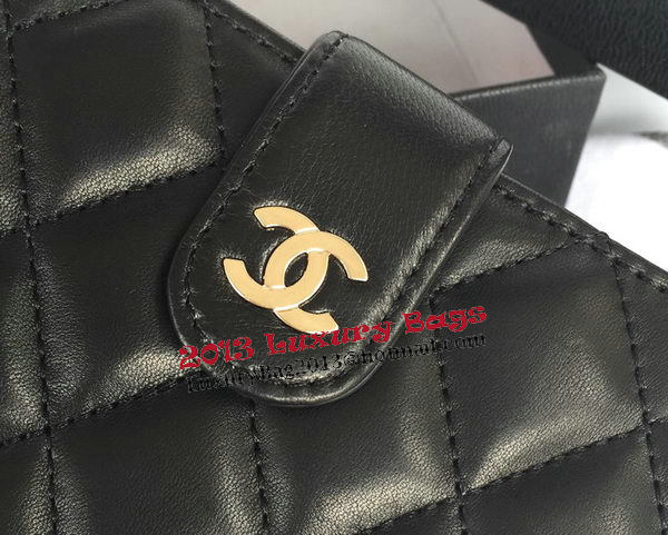 Chanel Matelasse Bi-Fold Wallet Black Sheepskin Leater A48667 Gold Chanel Matelasse Bi-Fold Wallet Black Sheepskin Leater A48667 Gold