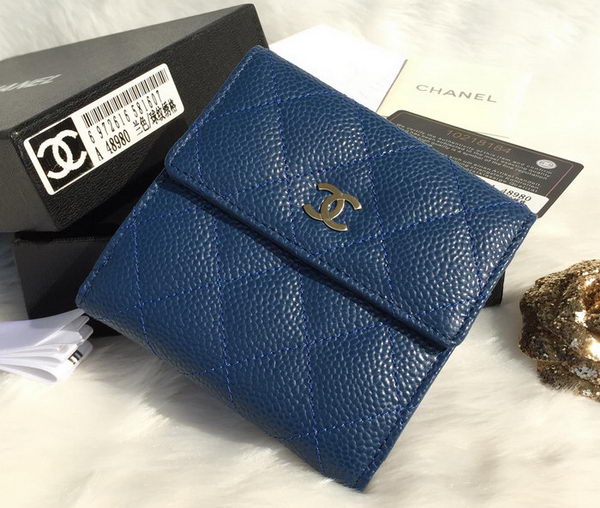 Chanel Matelasse Bi-Fold Wallet Cannage Patterns A48980 Blue Chanel Matelasse Bi-Fold Wallet Cannage Patterns A48980 Blue