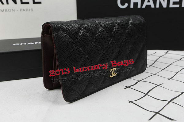 Chanel Bi-Fold Wallet Black Original Cannage Pattern A31509 Gold Chanel Bi-Fold Wallet Black Original Cannage Pattern A31509 Gold