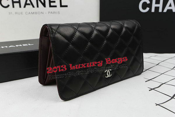 Chanel Bi-Fold Wallet Black Original Sheepskin A31509 Silver Chanel Bi-Fold Wallet Black Original Sheepskin A31509 Silver