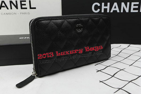 Chanel Matelasse Zip Around Wallet Black Cannage Pattern A50097 Silver Chanel Matelasse Zip Around Wallet Black Cannage Pattern A50097 Silver