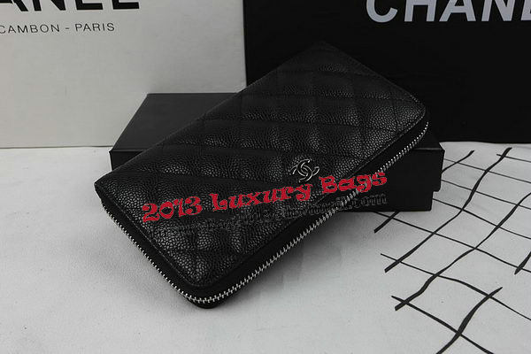 Chanel Matelasse Zip Around Wallet Black Cannage Pattern A50097 Silver Chanel Matelasse Zip Around Wallet Black Cannage Pattern A50097 Silver