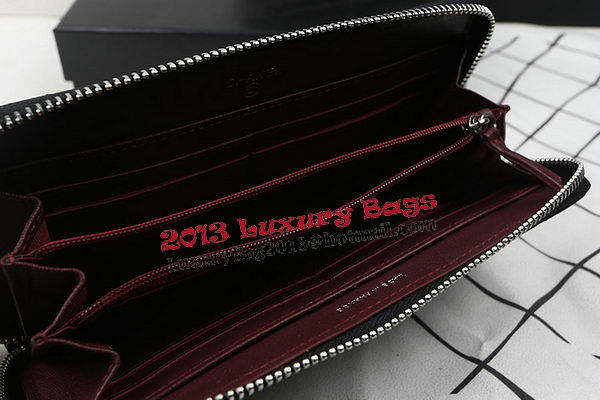 Chanel Matelasse Zip Around Wallet Black Cannage Pattern A50097 Silver Chanel Matelasse Zip Around Wallet Black Cannage Pattern A50097 Silver