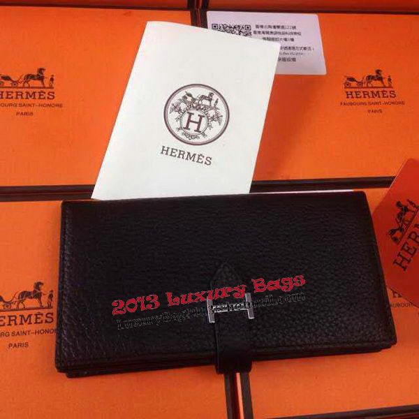 Hermes Bearn Japonaise Grainy Leather Wallet H8622W Black Hermes Bearn Japonaise Grainy Leather Wallet H8622W Black