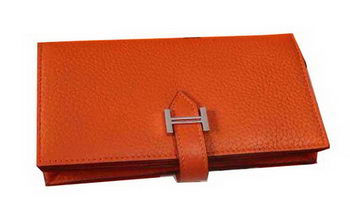Hermes Bearn Japonaise Grainy Leather Wallet H8622W Orange Hermes Bearn Japonaise Grainy Leather Wallet H8622W Orange