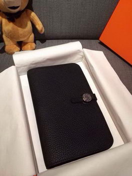 Hermes Compact Passport Holder Original Leather Black Hermes Compact Passport Holder Original Leather Black