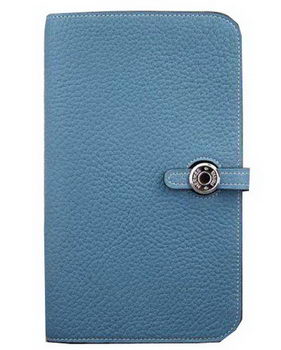 Hermes Compact Passport Holder Original Leather Wallet Blue Hermes Compact Passport Holder Original Leather Wallet Blue