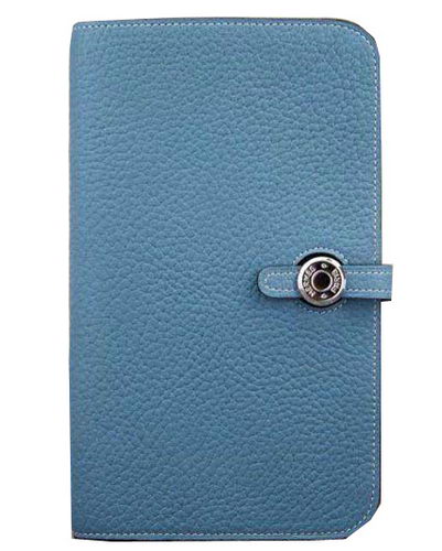 Hermes Compact Passport Holder Original Leather Wallet Blue Hermes Compact Passport Holder Original Leather Wallet Blue