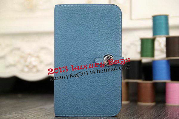 Hermes Compact Passport Holder Original Leather Wallet Blue Hermes Compact Passport Holder Original Leather Wallet Blue