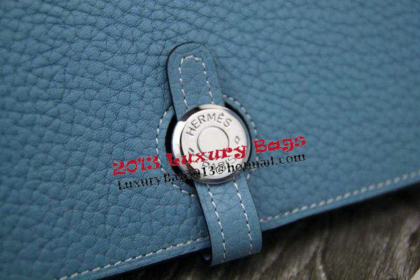 Hermes Compact Passport Holder Original Leather Wallet Blue Hermes Compact Passport Holder Original Leather Wallet Blue