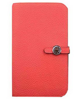 Hermes Compact Passport Holder Original Leather Wallet Light Red Hermes Compact Passport Holder Original Leather Wallet Light Red