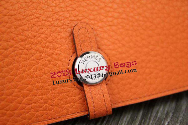 Hermes Compact Passport Holder Original Leather Wallet Orange Hermes Compact Passport Holder Original Leather Wallet Orange