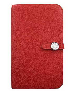 Hermes Compact Passport Holder Original Leather Wallet Red Hermes Compact Passport Holder Original Leather Wallet Red