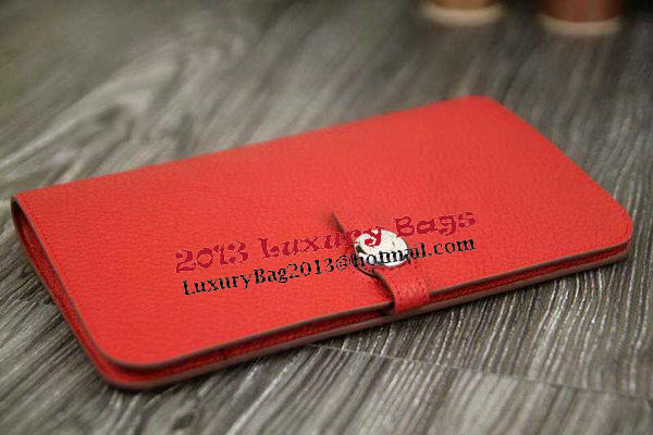Hermes Compact Passport Holder Original Leather Wallet Red Hermes Compact Passport Holder Original Leather Wallet Red