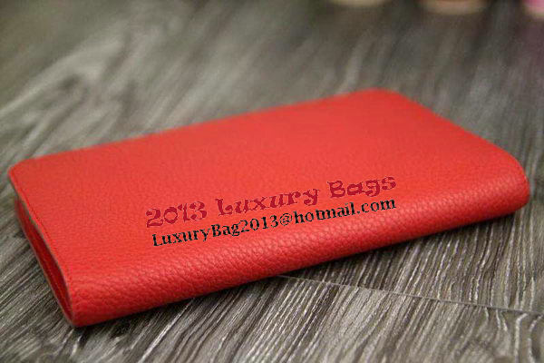Hermes Compact Passport Holder Original Leather Wallet Red Hermes Compact Passport Holder Original Leather Wallet Red