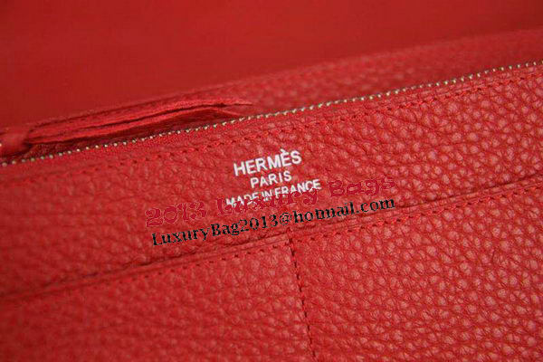 Hermes Compact Passport Holder Original Leather Wallet Red Hermes Compact Passport Holder Original Leather Wallet Red