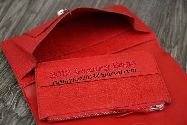 Hermes Compact Passport Holder Original Leather Wallet Red Hermes Compact Passport Holder Original Leather Wallet Red