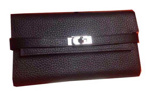 Hermes Kelly Wallet Togo Leather Bi-Fold Purse HA708W Black Hermes Kelly Wallet Togo Leather Bi-Fold Purse HA708W Black