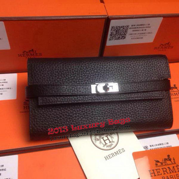 Hermes Kelly Wallet Togo Leather Bi-Fold Purse HA708W Black Hermes Kelly Wallet Togo Leather Bi-Fold Purse HA708W Black