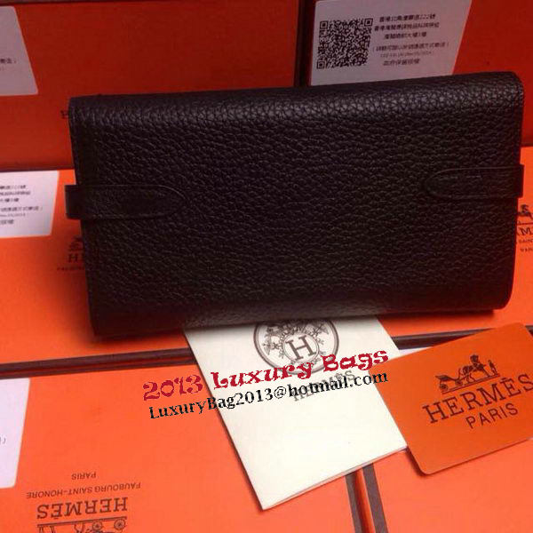 Hermes Kelly Wallet Togo Leather Bi-Fold Purse HA708W Black Hermes Kelly Wallet Togo Leather Bi-Fold Purse HA708W Black