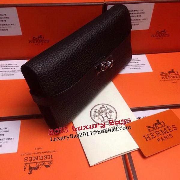 Hermes Kelly Wallet Togo Leather Bi-Fold Purse HA708W Black Hermes Kelly Wallet Togo Leather Bi-Fold Purse HA708W Black