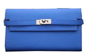 Hermes Kelly Wallet Togo Leather Bi-Fold Purse HA708W Blue Hermes Kelly Wallet Togo Leather Bi-Fold Purse HA708W Blue