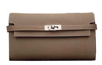 Hermes Kelly Wallet Togo Leather Bi-Fold Purse HA708W Gray Hermes Kelly Wallet Togo Leather Bi-Fold Purse HA708W Gray