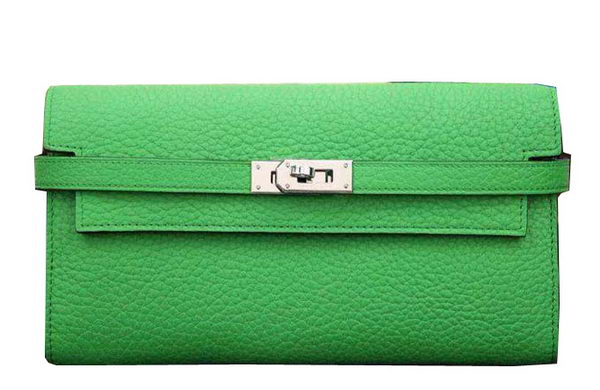 Hermes Kelly Wallet Togo Leather Bi-Fold Purse HA708W Green Hermes Kelly Wallet Togo Leather Bi-Fold Purse HA708W Green