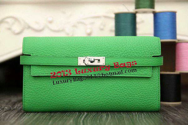 Hermes Kelly Wallet Togo Leather Bi-Fold Purse HA708W Green Hermes Kelly Wallet Togo Leather Bi-Fold Purse HA708W Green