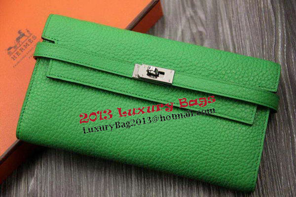 Hermes Kelly Wallet Togo Leather Bi-Fold Purse HA708W Green Hermes Kelly Wallet Togo Leather Bi-Fold Purse HA708W Green