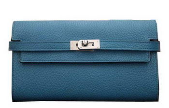 Hermes Kelly Wallet Togo Leather Bi-Fold Purse HA708W Light Blue Hermes Kelly Wallet Togo Leather Bi-Fold Purse HA708W Light Blue