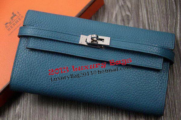 Hermes Kelly Wallet Togo Leather Bi-Fold Purse HA708W Light Blue Hermes Kelly Wallet Togo Leather Bi-Fold Purse HA708W Light Blue