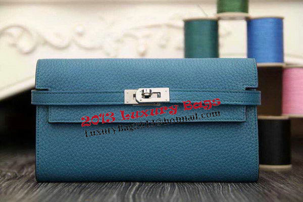 Hermes Kelly Wallet Togo Leather Bi-Fold Purse HA708W Light Blue Hermes Kelly Wallet Togo Leather Bi-Fold Purse HA708W Light Blue