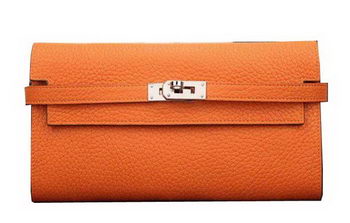 Hermes Kelly Wallet Togo Leather Bi-Fold Purse HA708W Orange Hermes Kelly Wallet Togo Leather Bi-Fold Purse HA708W Orange