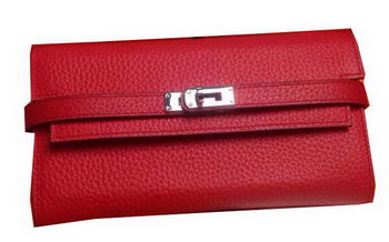 Hermes Kelly Wallet Togo Leather Bi-Fold Purse HA708W Red Hermes Kelly Wallet Togo Leather Bi-Fold Purse HA708W Red