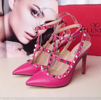Valentino Litchi Leather Rivet 100mm Sandal VT263YZM Rose Valentino Litchi Leather Rivet 100mm Sandal VT263YZM Rose