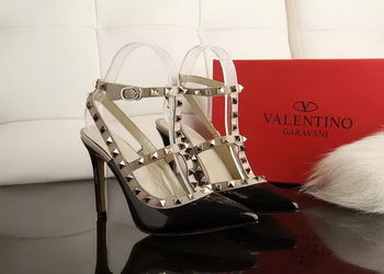 Valentino Patent Leather Rivet 100mm Sandal VT270YZM Black Valentino Patent Leather Rivet 100mm Sandal VT270YZM Black