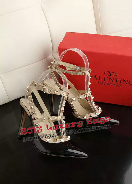 Valentino Patent Leather Rivet 100mm Sandal VT270YZM Black Valentino Patent Leather Rivet 100mm Sandal VT270YZM Black