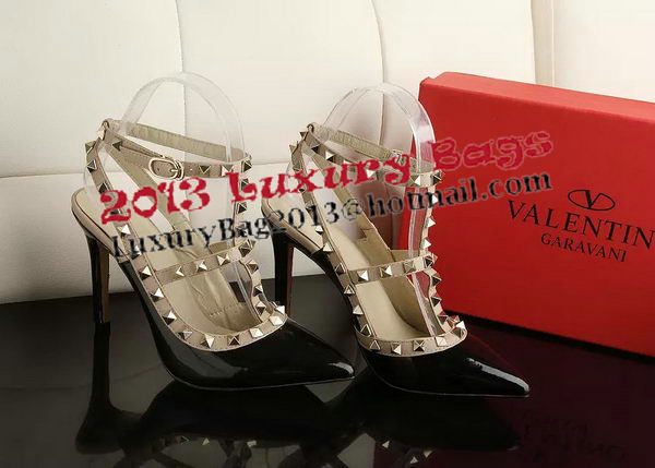 Valentino Patent Leather Rivet 100mm Sandal VT270YZM Black Valentino Patent Leather Rivet 100mm Sandal VT270YZM Black