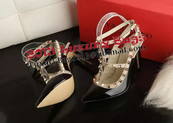 Valentino Patent Leather Rivet 100mm Sandal VT270YZM Black Valentino Patent Leather Rivet 100mm Sandal VT270YZM Black